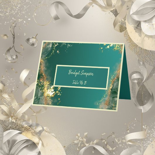 Smaragdgroen goud juweel tinten gast zitkaart bedankkaart