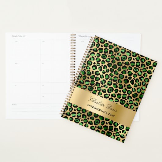 Smaragdgroen goud luipaard cheetah patroon 2025 planner (Display)
