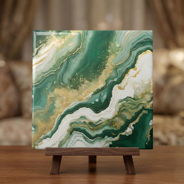 Smaragdgroen & Goud Marmer Agate Abstract Tegeltje