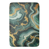 Smaragdgroen & Goud Marmer Look Glam Bruiloft  Badmat (Voorkant Verticaal)