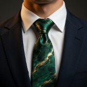 Smaragdgroen & Goud Marmer Stropdas
