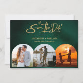 Smaragdgroen & Goud Modern Eerlijk Save The Date (Voorkant)