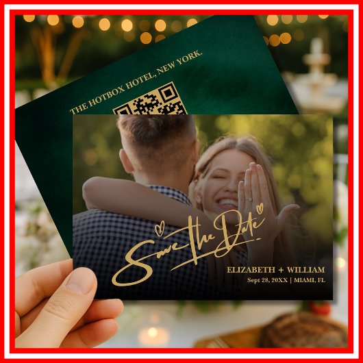 Smaragdgroen & Goud Modern Eerlijk Save The Date