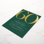 Smaragdgroen & Goud | Moderne eenvoudige 60ste ver Folie Uitnodiging (Gedraaid)