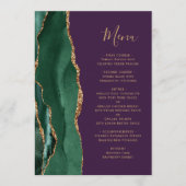 Smaragdgroen Goud Paars Trouwmenu Menu (Voorkant)