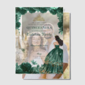Smaragdgroen goud tiara prinses quinceañera vellum uitnodigingen (Offset (Koppel))