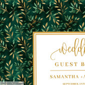 Smaragdgroen goud verlaat bruiloft gastenboek