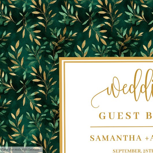 Smaragdgroen goud verlaat bruiloft gastenboek