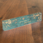 Smaragdgroen Goud Vintage Naambordje (Zijkant)