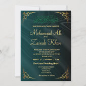 Smaragdgroen goud Walima Invitation Kaart (Voorkant)