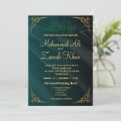 Smaragdgroen goud Walima Invitation Kaart (Staand voorkant)