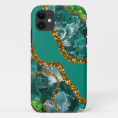 Smaragdgroen & Gouden Agaat Geode Case-Mate iPhone Case (Achterkant)