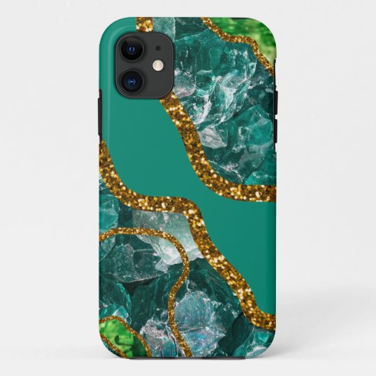 Smaragdgroen & Gouden Agaat Geode Case-Mate iPhone Case (Achterkant)