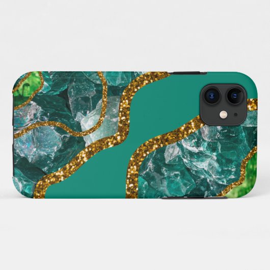 Smaragdgroen & Gouden Agaat Geode Case-Mate iPhone Case (Achterkant (horizontaal))