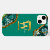 Smaragdgroen & Gouden Agaat Geode Monogram Case-Mate iPhone Case (Achterkant (horizontaal))