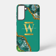 Smaragdgroen & Gouden Agaat Geode Monogram
