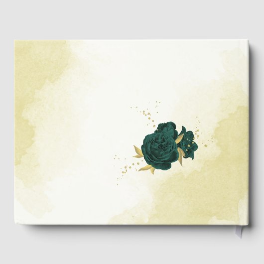 Smaragdgroen gouden bloemen gastenboek (Achterkant)