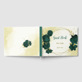Smaragdgroen gouden bloemen gastenboek (Volledig)
