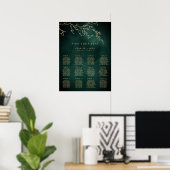 Smaragdgroen & Gouden Botanische Zitgrafiek Poster (Thuiskantoor)