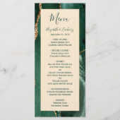 Smaragdgroen Gouden Champagne Trouwmenu Menu (Voorkant)