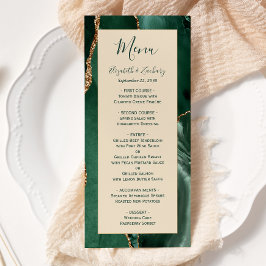 Smaragdgroen Gouden Champagne Trouwmenu Menu