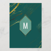 Smaragdgroen Gouden Geometrisch Marmeren Huwelijks Menu (Achterkant)