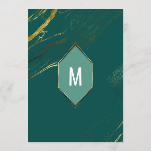 Smaragdgroen Gouden Geometrisch Marmeren Trouwmenu Menu (Achterkant)
