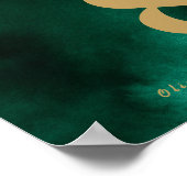 Smaragdgroen & Gouden Huwelijkstafel Nummer Poster (Hoek)