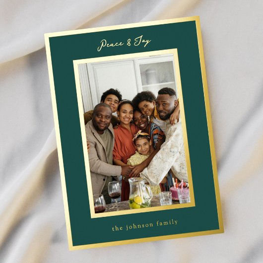 Smaragdgroen Gouden Kerstfoto Vakantie Kaart