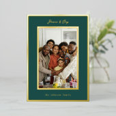 Smaragdgroen Gouden Kerstfoto Vakantie Kaart (Staand Voorkant)