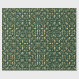 Smaragdgroen & Gouden Kroon Koninklijk Damastpatro Cadeaupapier