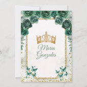 Smaragdgroen & Gouden Kroon Mis Quince Vlinder Kaart (Achterkant)