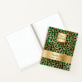 Smaragdgroen gouden luipaard zakelijk logo notitieboek (Binnen)