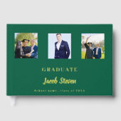 Smaragdgroen gouden naam script foto Afstuderen Gastenboek (Voorkant)