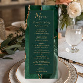 Smaragdgroen Gouden Script Bruiloftsmenu Menu