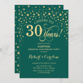 Smaragdgroen Gouden Verrassingsfeest 30-jarig Jubi Kaart (Voorkant / Achterkant)