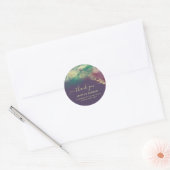 Smaragdgroen gouden waterverf script bedankt ronde sticker (Envelop)