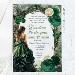 Smaragdgroen grillig bos Quinceanera Acryl Uitnodigingen