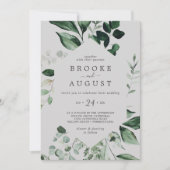 Smaragdgroen Groen | Grijze Informele Trouwkaart Kaart (Voorkant)