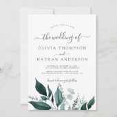 Smaragdgroen Groene Tuin Monogram Bruiloft Kaart (Voorkant)