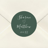 Smaragdgroen Handgeschreven Script Wedding Favor Ronde Sticker