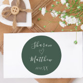 Smaragdgroen Handgeschreven Script Wedding Favor Ronde Sticker