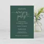 Smaragdgroen Hart Script Trouwfeest Avondfeest Kaart (Staand voorkant)