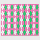 Smaragdgroen Heet Roze Dk Grijs Wit XL Argyle Cadeaupapier (Vlak)
