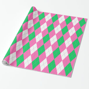 Smaragdgroen Heet Roze Dk Grijs Wit XL Argyle Cadeaupapier