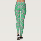 Smaragdgroen Heet Roze Madras Patchwork Plaid Leggings (Achterkant)
