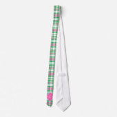 Smaragdgroen Heet Roze Wht Preppy Madras Monogram Stropdas (Achterkant)