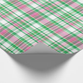 Smaragdgroen, heet roze, wit preppy Madras ruit Cadeaupapier (Hoek)