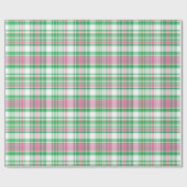 Smaragdgroen, heet roze, wit preppy Madras ruit Cadeaupapier (Vlak)