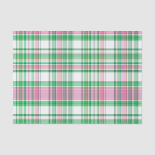 Smaragdgroen, heet roze, wit preppy Madras ruit Tissuepapier (Voorkant)